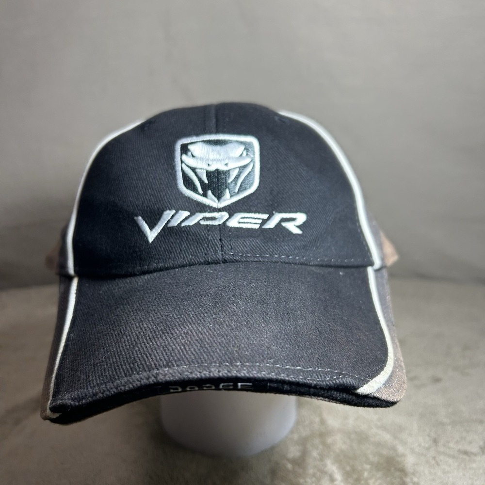 Dodge Viper Hat Hot Rods Official License Black Gray Strapback Cap Bleached